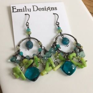 Rustic sterling beachy dangle hoops